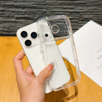 Coque de téléphone transparente style Puff avec bordure à bulles surélevée, découpes précises pour l'appareil photo, protection transparente, accessoire en gros