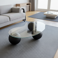 Table basse en verre trempé créative, design rond, style moderne et simple, couleur crème, pour petit appartement