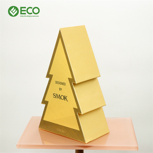 Scatola Regalo di Lusso Personalizzata a Forma di Albero di Natale in Oro, Confezione Pieghevole in Cartone per Esposizione Promozionale Festiva - Product Image 2
