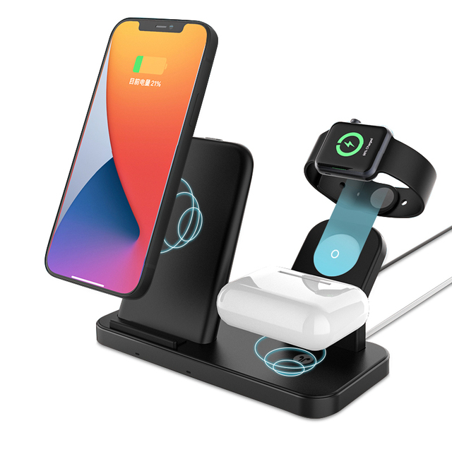 3-in-1 Fast 10W Wireless Charging Station for Mobile Phones One Convenient Solution for Multiple Devices