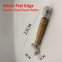 Rouleau de jointoiement double face en silicone et POM avec manche en bois, roue de pression plate pour papier peint, coins et bords, outil de soudage pour toiture