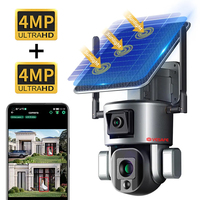 VESAFE Ip66 double objectif Wifi extérieur 4K 8x 20x Zoom optique Caméra de sécurité à énergie solaire 4G Carte Sim Caméras de surveillance CCTV