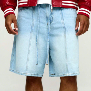 Shorts en jean vintage délavé coupe droite pour homme, style streetwear Y2K, été, écologique, respirant, vente en gros - Product Image 1