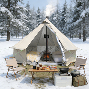 4-6 Personnes Tipi Tente Chaude Avec Pole Jack Camping Pyramide Tipi