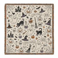 Couverture de canapé douce à motif personnalisé, tapisserie tissée en polyester et coton, couverture d'Halloween pour la décoration, vente en gros