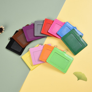 Porte-badge professionnel en cuir PU 8,3*10,4 cm avec double fente pour <span class=keywords><strong>cartes</strong></span> – Prix usine - Product Image 1