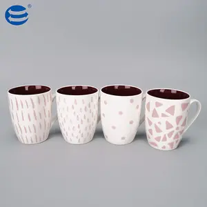 Wholesales Pink Colour Glaze Ceramic Mug Handles for Office Home Use Elegant Coffee Mugs Sublimation Porcelain Milk Tea Cup