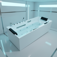 Baignoire Spa Moderne Blanche en Acrylique Autoportante avec Débordement et Tablier, Baignoire de Massage pour Hôtels, Écologique