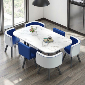 Juego de <span class=keywords><strong>mesa</strong></span> y sillas de <span class=keywords><strong>comedor</strong></span> moderno extensible para 10 personas, con <span class=keywords><strong>espacio</strong></span> ocultable para ahorrar <span class=keywords><strong>espacio</strong></span>, juego de <span class=keywords><strong>mesa</strong></span> y sillas para 4, 6 u 8 personas. - Product Image 1