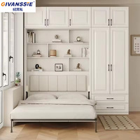 Lit Murphy extensible en bois de haute qualité avec armoire et bureau, lit mural multifonctionnel invisible, gain de place, lit rabattable ignifuge