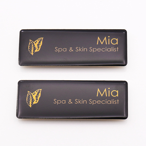 사용자 정의 로고 마그네틱 에폭시 직원 이름표 스테인레스 스틸 플레이트 황동 재료 사용자 정의 이름 버튼 스탬핑 명판 - Product Image 5