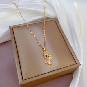 Collar de Acero Inoxidable Chapado en Oro de 18k con Zirconia para Perros, Cadena de Clavícula, Colgantes para Cachorros - Product Image 3