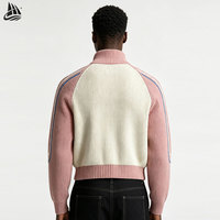 Cárdigan de punto para hombre, personalizado, de algodón grueso, oversize, de corte cuadrado, manga larga, con cremallera frontal y logo, para otoño, OEM