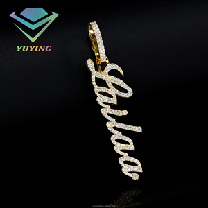 Colgante Personalizado de Lujo con Letra/Nombre en 3D, Joyería Hip Hop, Plata de Ley 925, Chapado en Oro, con Incrustaciones de Moissanita VVS, Certificado GRA - Product Image 1