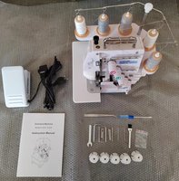 JUKKY 535 Machine à coudre domestique manuelle mini surjeteuse à trois fils pour surjetage de tricot