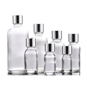 Bouteille ronde de cosmétiques 5ml 10ml 20ml 50ml 100ml bouteilles en verre à bouchon à vis transparent bouteille d'huile essentielle en verre vert - Product Image 3