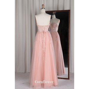 Robe de soirée longue moderne Aline <span class=keywords><strong>sexy</strong></span>, sans manches, style corset, dos nu, bretelles croisées, avec sequins et perles - Product Image 3