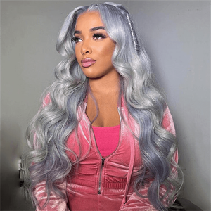 Parrucche Grigio Argento in <span class=keywords><strong>Capelli</strong></span> Umani, <span class=keywords><strong>Parrucca</strong></span> Frontale in Pizzo HD Trasparente 13x4 Senza Colla, <span class=keywords><strong>Capelli</strong></span> Vergini Brasiliani Lisci <span class=keywords><strong>Grigi</strong></span> - Product Image 5