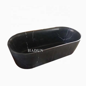 Freistehende Günstige Europäische Schwarze Massivstein-Badewanne Marmor-Badewanne für Zuhause Handgefertigte Freistehende Moderne Ovale Mittelbadewanne - Product Image 4