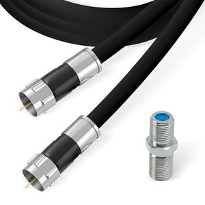 <span class=keywords><strong>Cable</strong></span> <span class=keywords><strong>Coaxial</strong></span> <span class=keywords><strong>HDTV</strong></span> con Blindaje de 4 Vías, 2 Filtros de Corriente con Núcleo de Ferrita, DVB-T DVB-T2 Radio DAB Blanco - Product Image 1