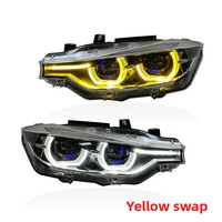 XUNBAI Phares LED Angel Eyes Double U pour BMW Série 3 F30/F35 2011-2016 12V avec lentille de projecteur et clignotants séquentiels