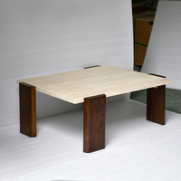 Table basse en marbre avec cadre en bois OEM, design moderne, texture naturelle pour les espaces de vie haut de gamme, meubles de maison