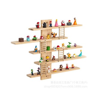 Wooden Wall Mounted Figurine Storage Rack 5 Layers Natural Color For Living Room Children's Room Display <b>Shelf</b> - Product Image 5