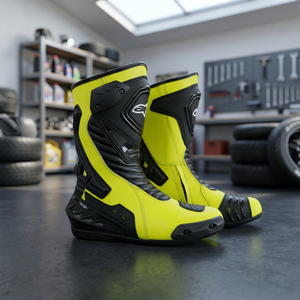 Bottes de moto professionnelles mi-mollet légères en cuir véritable, nouveau style, fermeture éclair, conception personnalisée, service OEM - Product Image 2
