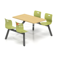 Ventes chaudes Table et chaises de salle à manger de cantine scolaire moderne et stable en fibre de verre, ensemble de 4 places