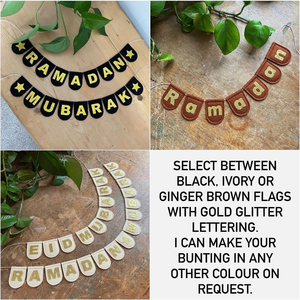 Pafu Islamic Banner Decoration Gold Glitter <strong>Personalised</strong> Bunting Felt Garland Ramadan <strong>Eid</strong> Mubarak Banner - Product Image 5