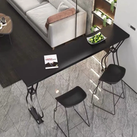Comptoir de bar en bois massif pour la maison, idéal pour les salons de thé, table haute longue et étroite à poser contre le mur