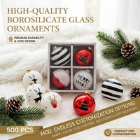 Produsen Set Gelas Natal Rusa Kutub Bergaris Grosir OEM Kotak Hadiah Salju Bertuliskan Merry Dekorasi Borosilikat Bauble