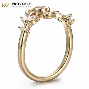 Bague de mode en or <span class=keywords><strong>jaune</strong></span> 10K avec pierre principale en rubis de laboratoire certifié GRC, taille brillant rond de 3 mm, pour femme - Product Image 4