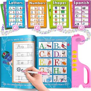 Livre sonore d'apprentissage ABC, livre interactif avec <span class=keywords><strong>alphabet</strong></span> anglais et <span class=keywords><strong>espagnol</strong></span>, comptage, musique et activités de traçage - Product Image 1