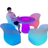 Современные светодиодные кубы RGB с изменением цвета, пластиковые уличные LED-столы и стулья, водонепроницаемая мебель для вечеринок и свадеб на открытом воздухе