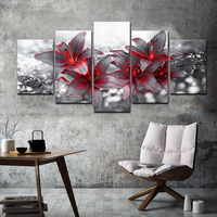 Peinture de paysage moderne en 5 parties, impression de fleurs de lys sur toile, décoration murale intérieure
