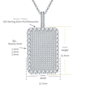 สร้อยคอจี้ทรงแท็กทหารประดับเพชรโมอิสซาไนต์ VVS ชุบแพลตตินัม เงินแท้ S925 สไตล์ฮิปฮอปสุดเทรนดี้สำหรับผู้ชาย 12/15 - Product Image 6