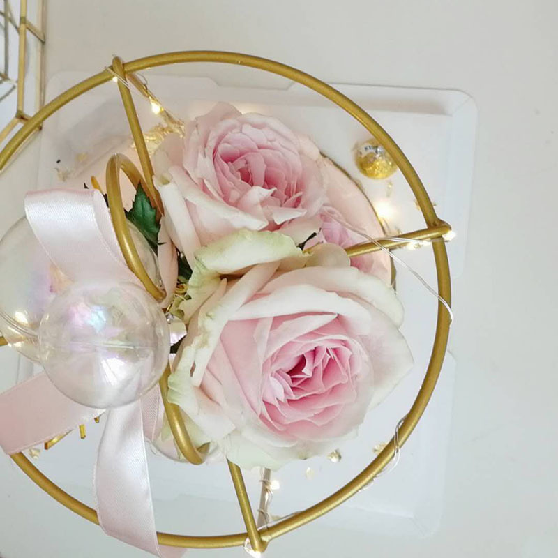 Metal Stand Flower Basket Wrought Iron Geometric Creative Gift Gold Cake Flower Stand Set