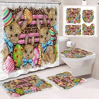 Rideau de douche en polyester motif lapin de Pâques et œuf, ensemble de rideaux de salle de bain, décoration de salle de bain, séchage rapide, installation facile, personnalisable