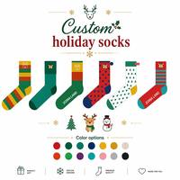 Chaussettes de Noël en coton chaud et respirant, tricotées jacquard, personnalisables avec logo OEM, vente en gros, écologiques, pour cadeaux de fin d'année en vrac