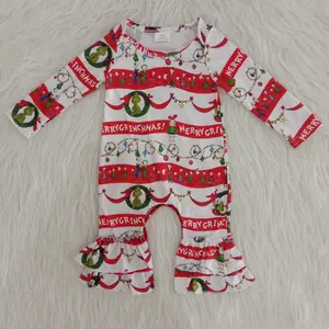 冬季新生婴儿女婴连身衣可爱的圣诞节卡通婴儿连身衣连身衣蹒跚学步婴儿衣服套装