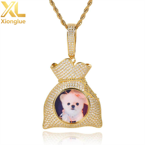 Custom Money Bag Necklaces Hook Pendant <b>Name</b> Pictures Jewelry Personalized INS Iced Out Custom <b>Chain</b> - Product Image 1