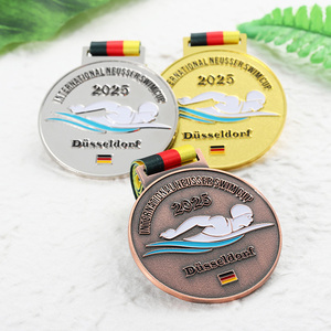 Médailles sportives personnalisées plaquées or, argent, cuivre, médailles métalliques personnalisées avec logo et lettres émaillées, médailles <span class=keywords><strong>de</strong></span> natation à vendre - Product Image 1