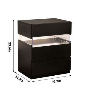DB LED Tables de chevet 3 tiroirs Commode pour chambre à coucher Tableau acrylique LED Tables de chevet pour salon Chevet pour appartement - Product Image 3