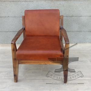 Sillón de madera de nogal de cuero genuino para sala de estar, muebles para restaurante, almacén, supermercado, taller, apartamento de Hospital - Product Image 2