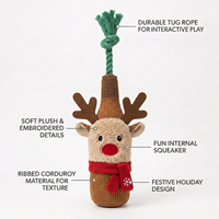 Jouet interactif en peluche de Noël pour animaux de compagnie, bonhomme de neige, Père Noël, renne, elfe, jouet à mâcher en corde, fabricant OEM ODM sur mesure