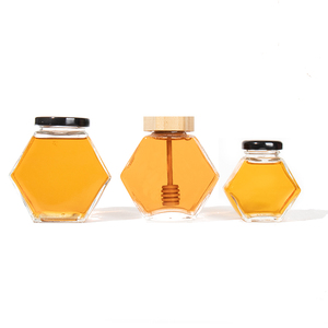 <strong>NEW</strong> Design 360ml Honey Jar Glass <strong>Container</strong> Hexagonal Shape Food <strong>Storage</strong> Premium Glass Honey Bottle With Lids - Product Image 1