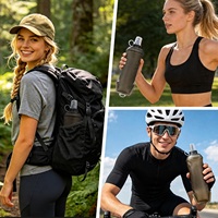 Bouteille d'eau pliable anti-fuite avec valve à morsure en silicone, gourde souple compacte pour le cyclisme, la randonnée et l'hydratation en extérieur