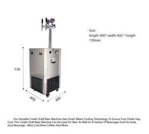 Fabricant de kegerator de bière pression en acier inoxydable à 2 robinets, distributeur de tour de refroidissement pour les fêtes - Product Image 5