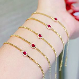 Xinfly Women's Trendy Heart-Shaped 18K Au750 Gold <b>Bracelet</b> with Real <b>Ruby</b> Diamond for Wedding Parties or Gifts - Product Image 1